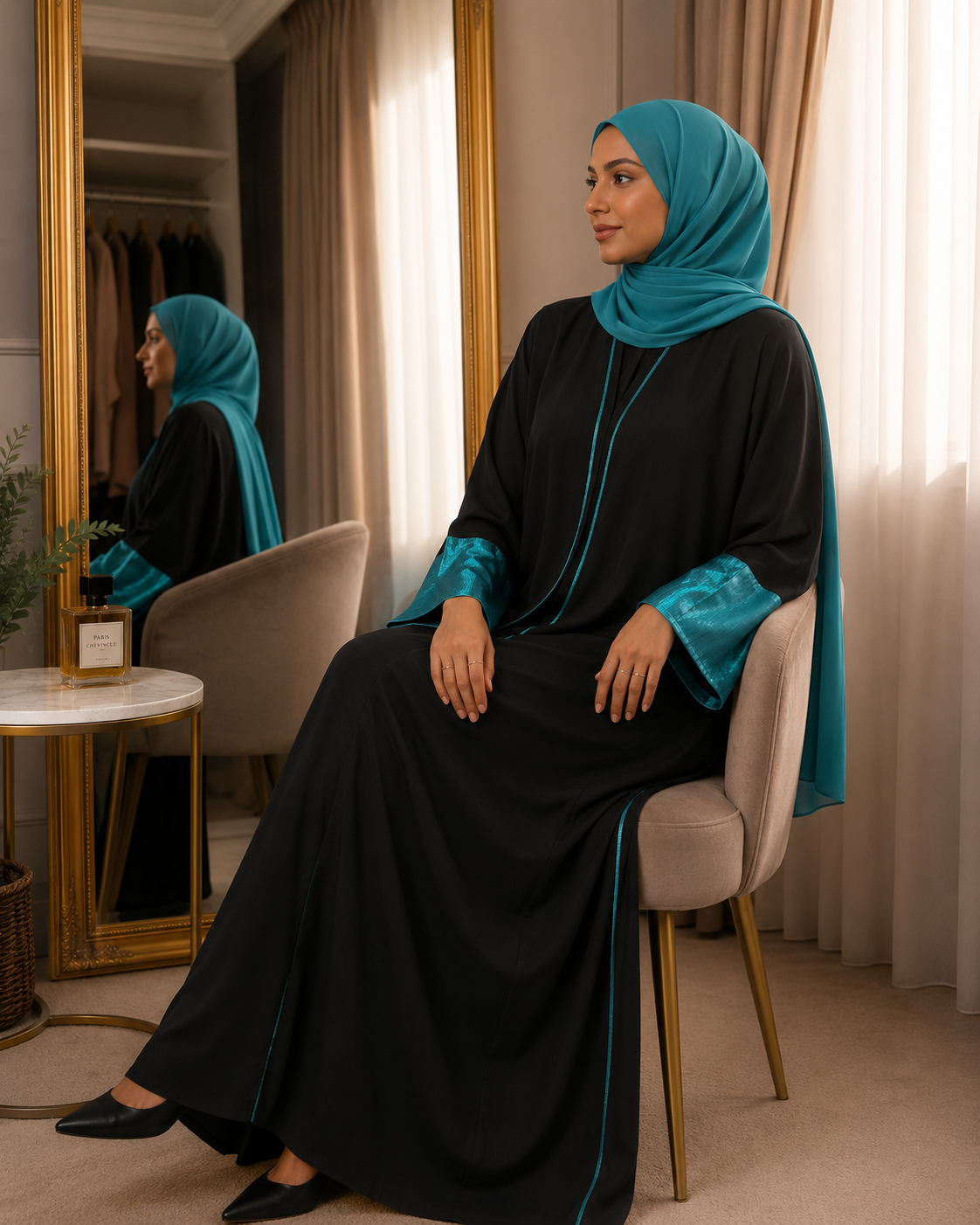 Teal Elegance Abaya
